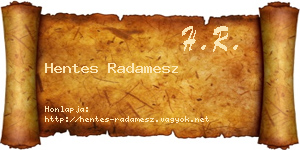 Hentes Radamesz névjegykártya